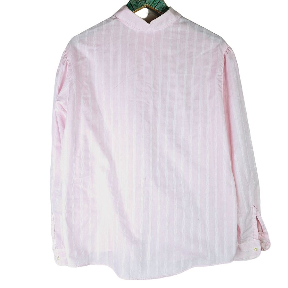 Vintage 1980's Classic Elegance Button-Down Structured Striped Blouse, USA, 20 - Picture 2 of 5